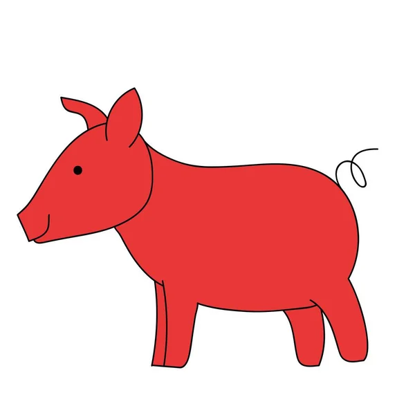 Assina Porco Porco Vermelho Isolado Com Fundo Branco Ilustração Vetorial — Vetor de Stock