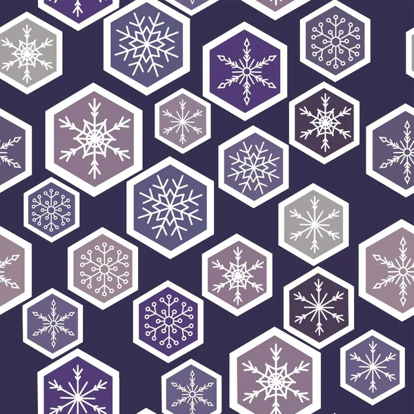 Christmas Snow Seamless Pattern Beautiful Snowflakes Falling Scattered Tiled Repeating — Stock Vector