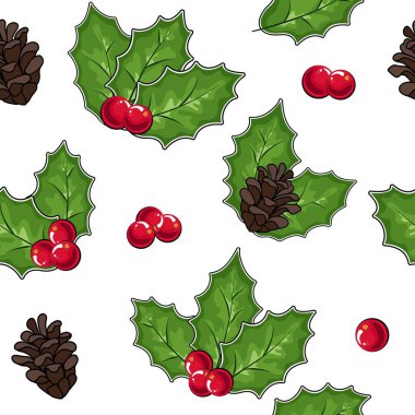 vektör çizim, koni ve kızılcık desen