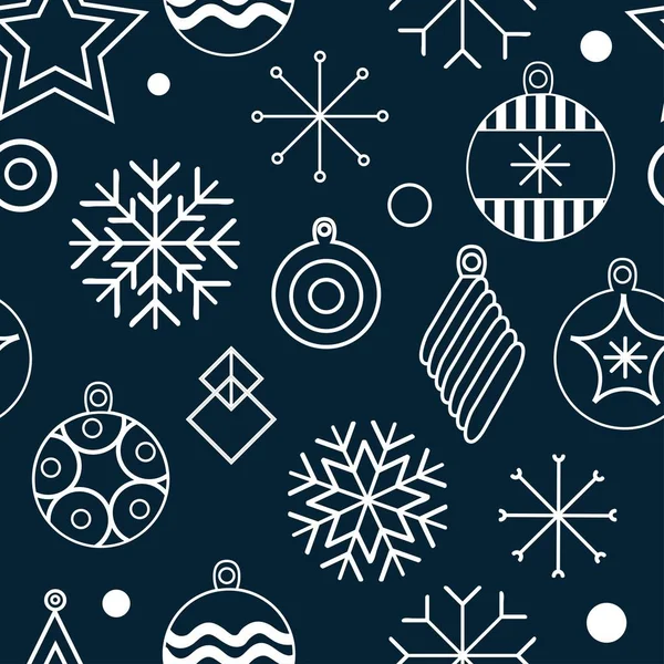 新年快乐 圣诞快乐 矢量无缝插图的圣诞装饰和雪花 用于设计贺卡 照片叠加 新的一年模式 新年快乐 向量例证 — 图库矢量图片