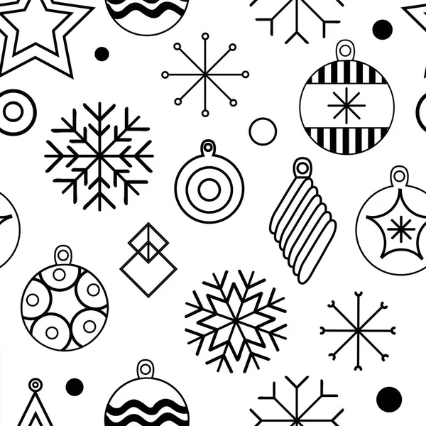 Новым Годом Счастливого Рождества Векторная Бесшовная Иллюстрация Рождественских Украшений Снежинок — стоковый вектор