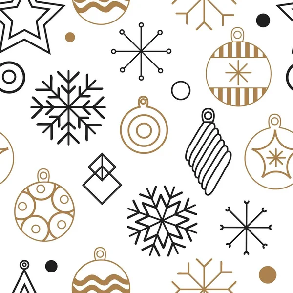新年快乐 圣诞快乐 矢量无缝插图的圣诞装饰和雪花 用于设计贺卡 照片叠加 新的一年模式 新年快乐 向量例证 — 图库矢量图片
