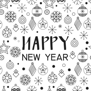 Noel kartları ve mutlu yeni yıl 2019. Tatil vektör çizim yazıt besteleri, kar taneleri ve Noel oyuncaklar. Noel satış. Vintage tatil etiket. vektör çizim