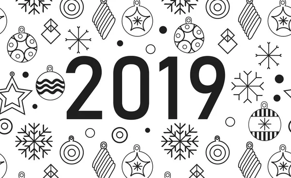 Cartes Noël Bonne Année 2019 Illustration Vectorielle Vacances Avec Inscriptions — Image vectorielle