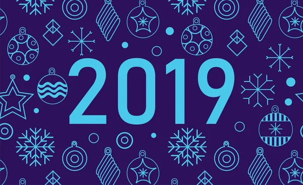 Cartes Noël Bonne Année 2019 Illustration Vectorielle Vacances Avec Inscriptions — Image vectorielle
