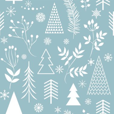 Set of simple Christmas patterns. color illustration of Christmas trees. flat design. winter vector illustration clipart