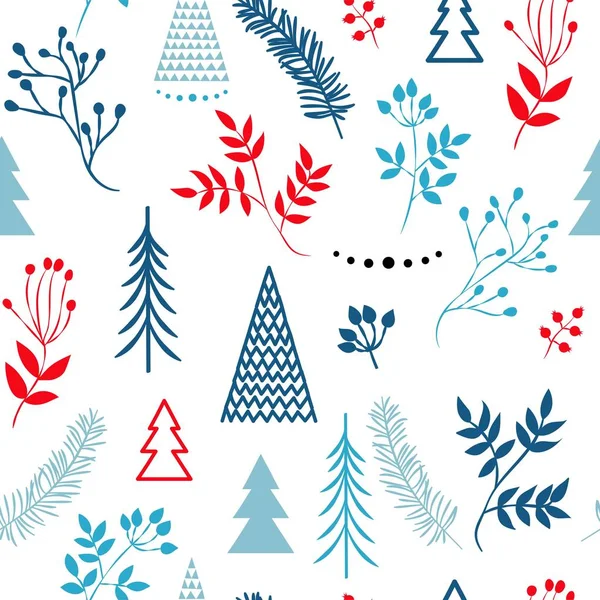 Sada Jednoduchých Vánoční Vzory Barevné Ilustrace Vánoční Stromky Sněhové Vločky — Stockový vektor