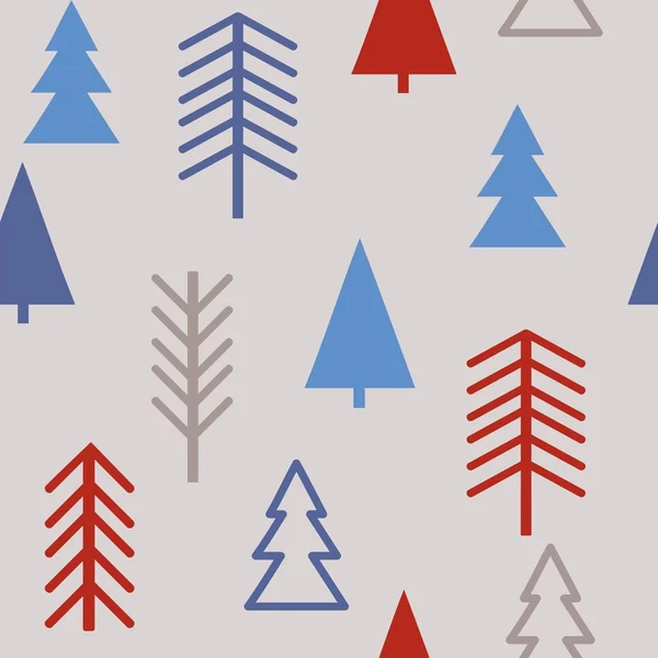 Sada Jednoduchých Vánoční Vzory Barevné Ilustrace Vánočních Stromků Plochý Design — Stockový vektor