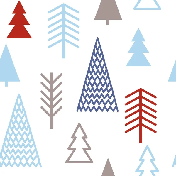 Sada Jednoduchých Vánoční Vzory Barevné Ilustrace Vánočních Stromků Plochý Design — Stockový vektor