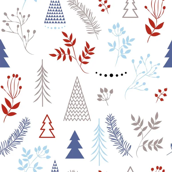 Conjunto Simples Patrones Navideños Ilustración Color Árboles Navidad Copos Nieve — Archivo Imágenes Vectoriales