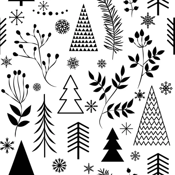 Conjunto Simples Patrones Navideños Ilustración Color Árboles Navidad Copos Nieve — Archivo Imágenes Vectoriales