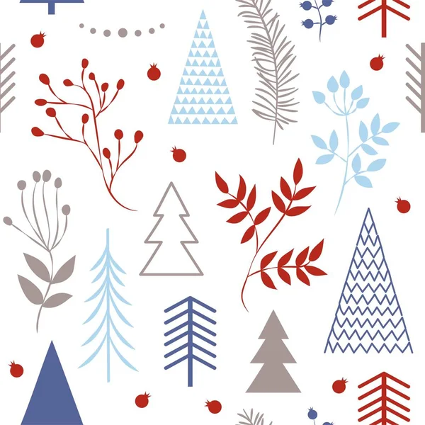 Conjunto Padrões Simples Natal Ilustração Cores Árvores Natal Flocos Neve —  Vetores de Stock