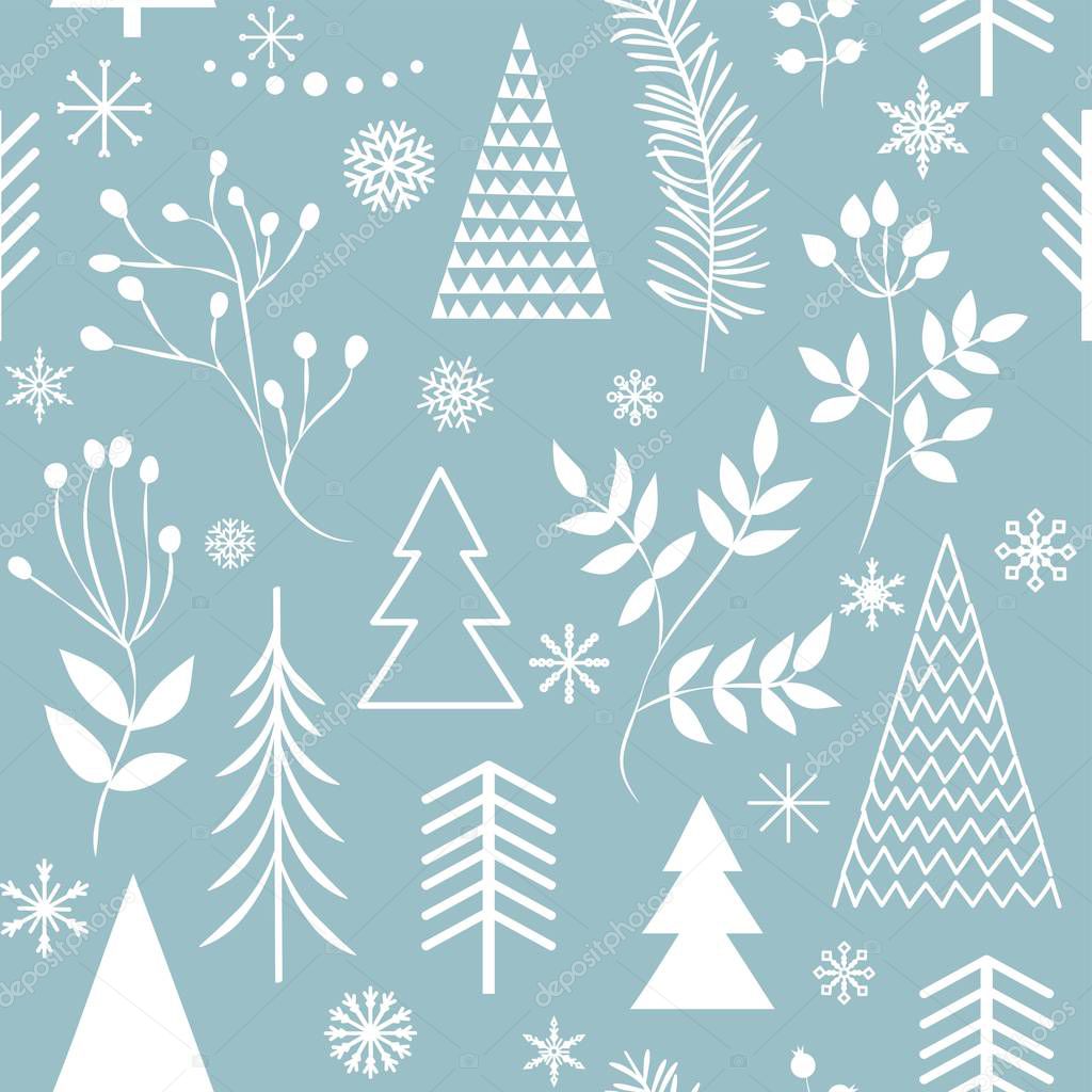 Set of simple Christmas patterns. color illustration of Christmas trees. flat design. winter vector illustration