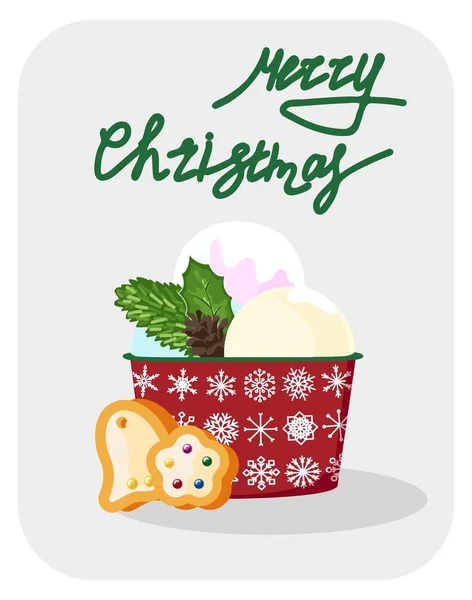 Handgezeichnete Weihnachtskarte Frohe Weihnachten Und Neujahr Niedlichen Urlaub Grußkarte Einladung — Stockvektor