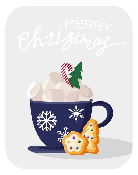 Handgezeichnete Weihnachtskarte Frohe Weihnachten Und Neujahr Niedlichen Urlaub Grußkarte Einladung — Stockvektor