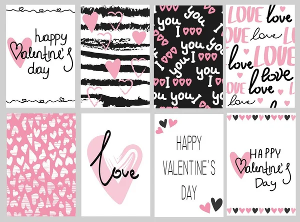 Valentines Day Gift Cards Calligraphy Hand Drawn Design Elements Handwritten — Stock Vector
