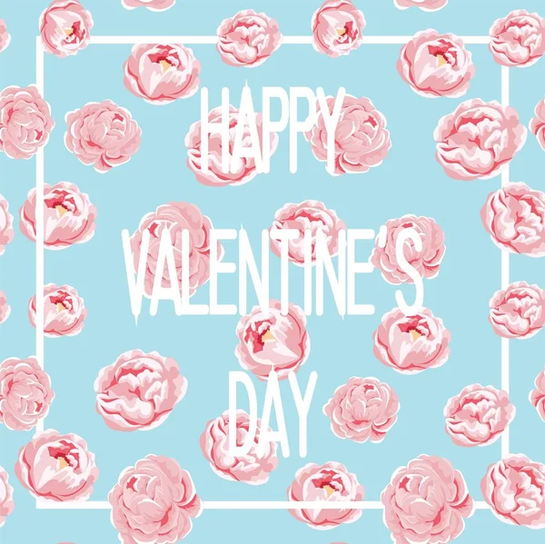 Valentinstag Karte Auf Rosa Rosen Mit Platz Für Text — Stockvektor