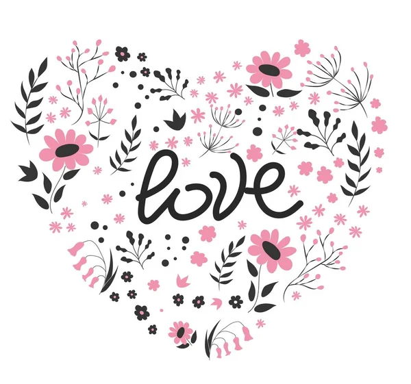 バレンタインデーの手描き文字体裁 ブラシレタリング 引用ハッピーバレンタイン 休日のグリーティングカード ポスター バナー 販売や割引のデザインのため 愛と心の日 ベクトル — ストックベクタ