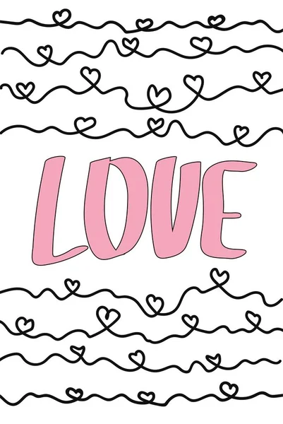 ハッピーバレンタインデーのカード タイポグラフィ ハートベクトルと背景 — ストックベクタ