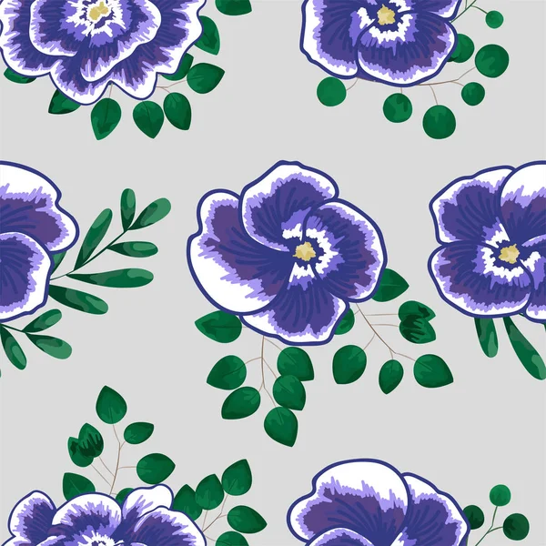 Flores de primavera padrão sem costura Pequeno padrão floral ilustração floral e floral padrão de vetor tecido padrão de flor. violetas, flores roxas. ilustração vetorial — Vetor de Stock