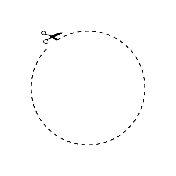 Ножницы вырезать линию круга значок изолирован на белом фоне. Векторная EPS 10 — стоковый вектор