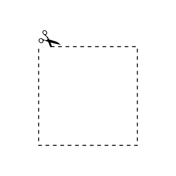 Schere Schnitt Linie quadratische Symbol isoliert auf weißem Hintergrund. Vektor EPS 10 — Stockvektor