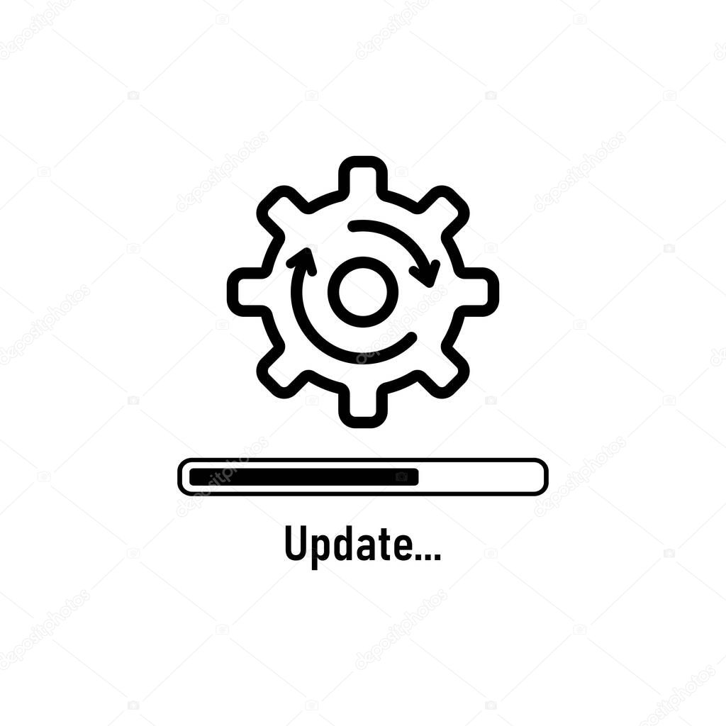 Update icon with gear and progress bar in black Vector EPS 10