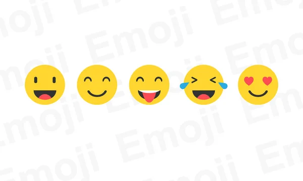 Set dari Emoticon. Set of Emoji on white background Vector EPS 10 - Stok Vektor