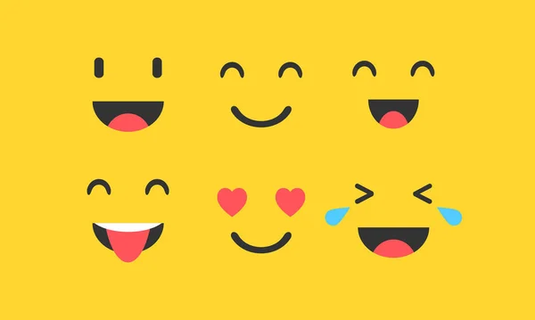 Conjunto de Emoticons. Conjunto de Emoji sobre fundo amarelo Vector EPS 10 — Vetor de Stock