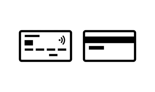 Kreditní karta přední a zadní pohled ikona v černé Vector EPS 10 — Stockový vektor