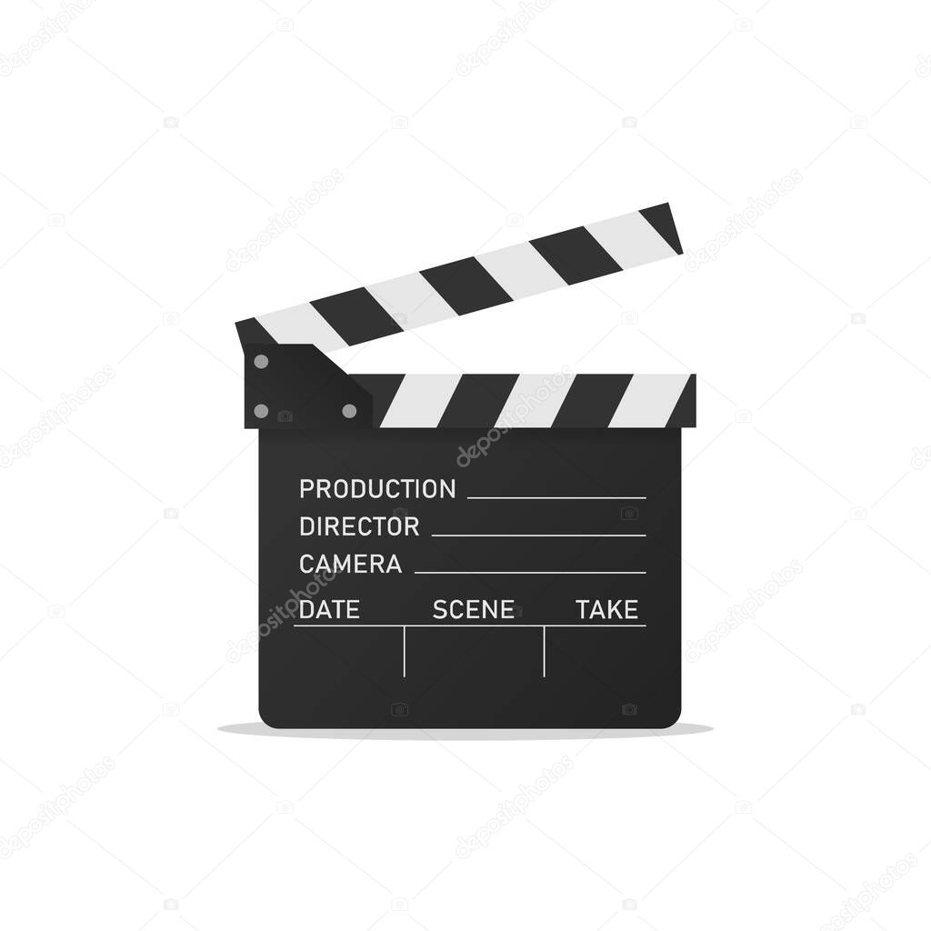 Movie clapper isolated on white background. Open clapperboard Vector EPS 10