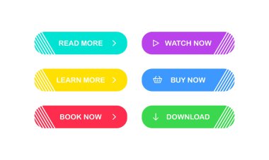Web Düğmeleri ayarlandı. Daha fazla kitap saati satın almayı öğrenin. Vektör EPS 10