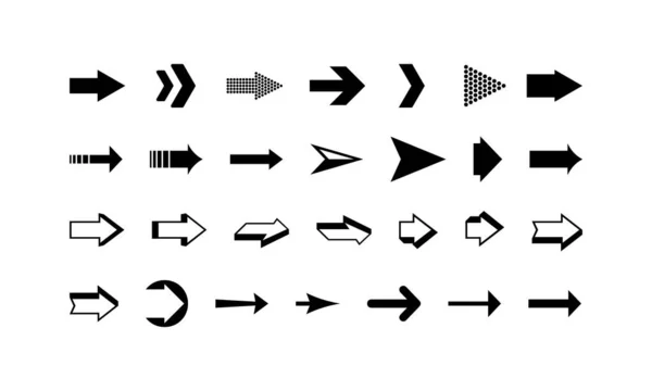 Juego de flechas con diferente estilo aislado sobre fondo blanco. Vector EPS 10 — Archivo Imágenes Vectoriales