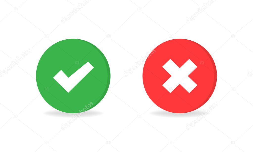 Checkmark cross icon isolated. Vector illustration EPS 10