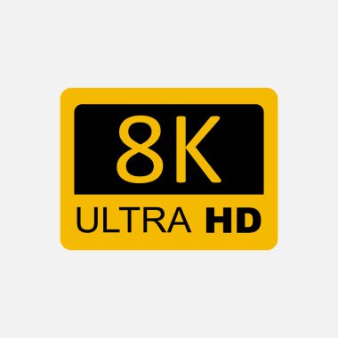 8K Ultra HD logosu, 8K Yüksek Çözünürlüklü. Vektör illüstrasyonu EPS 10