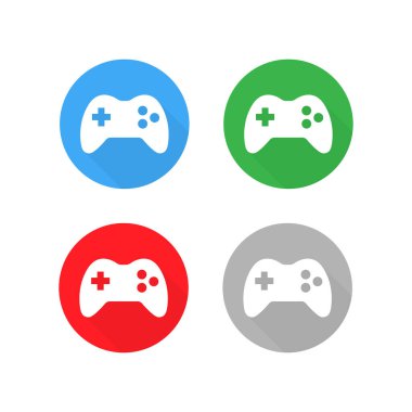 Gamepad simgesi farklı renklerde ayarlandı. Oyun veya oyun sembolü Vektör EPS 10