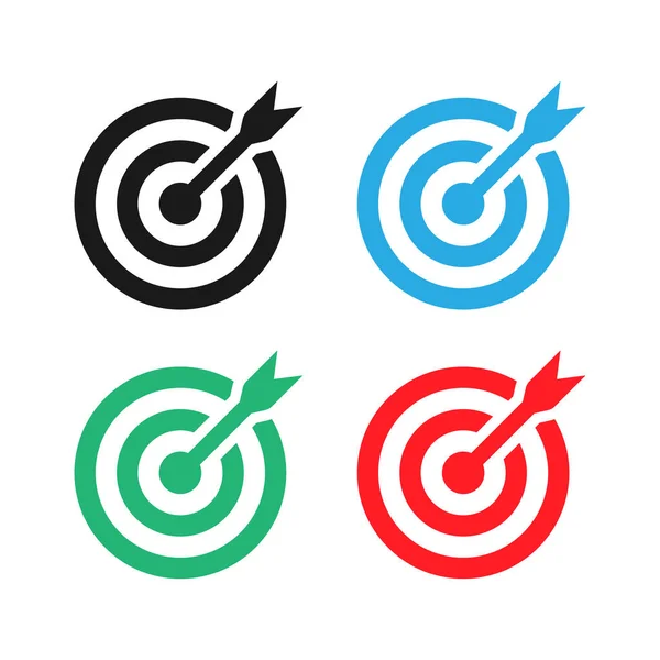 Objetivo conjunto de iconos. Símbolo objetivo con flecha aislada sobre fondo blanco. Vector EPS 10 — Vector de stock