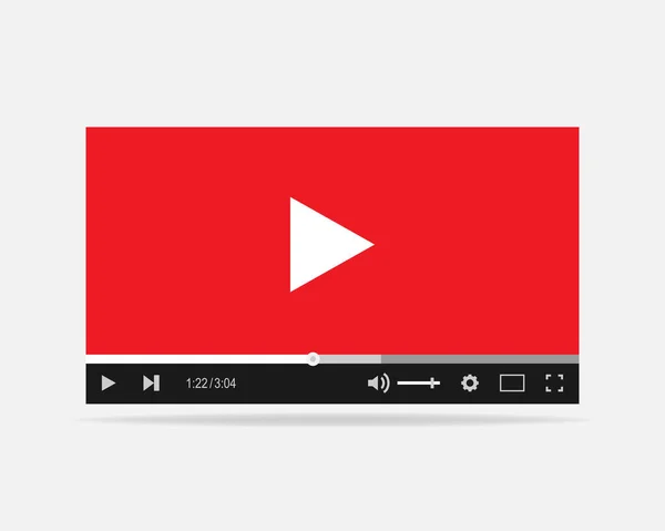 Video player bar. Video playback icon in the player window with a red background. Vector EPS 10 — Stock Vector