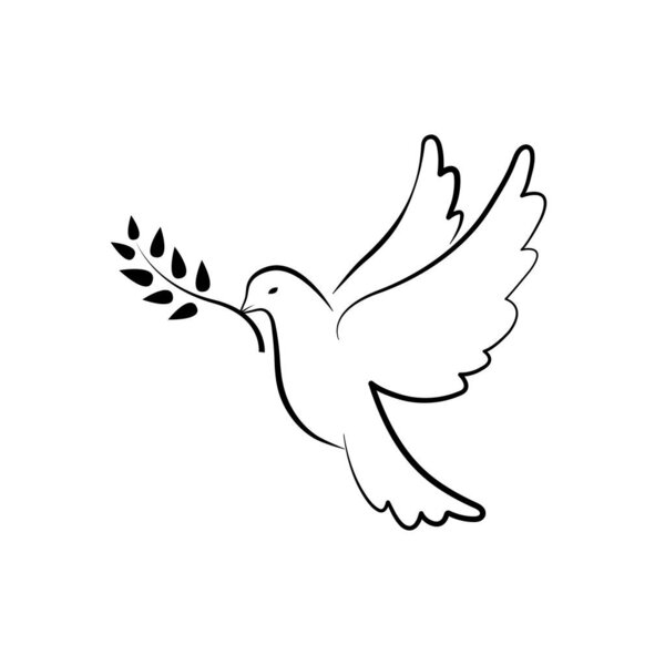 Dove of Peace symbol. Dove with olive branch. Hand drawn pigeon. Vector EPS10