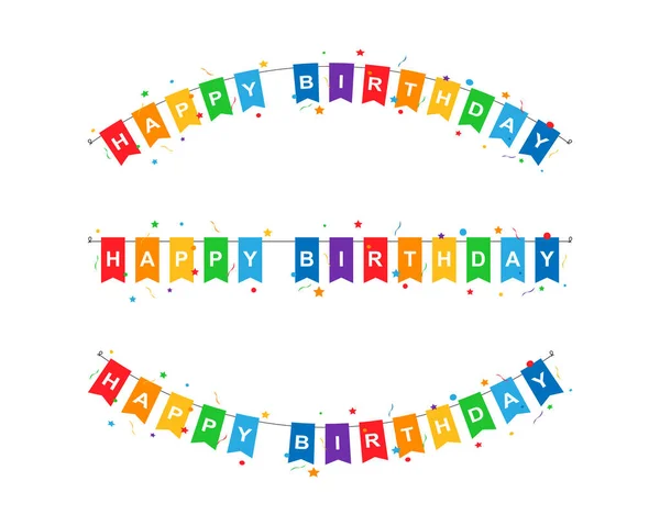 Happy Birthday Party Flags Vector Illustration Happy Birthday Text Flags — Stock Vector