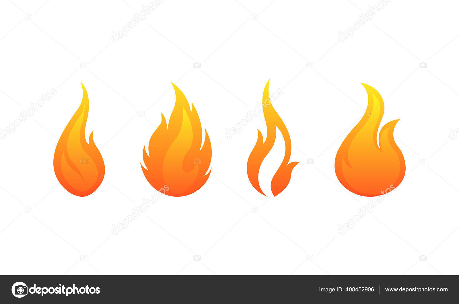 Ícone de chama de fogo definido em gradiente vermelho e amarelo vetor eps  10