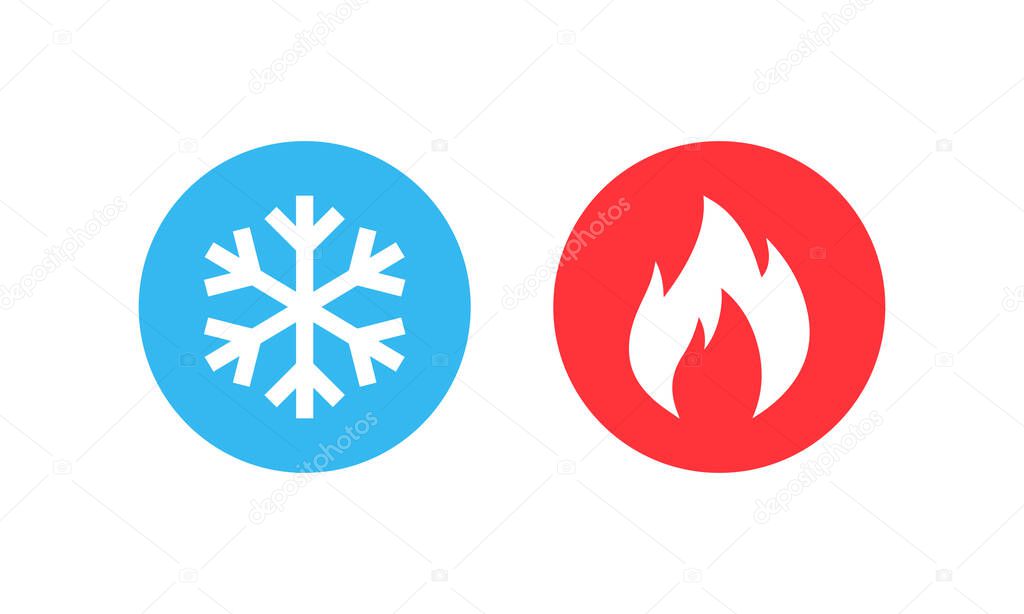 Hot and cold vector icon set. Heating and cooling buttons Vector EPS10