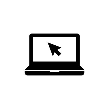 Ekran vektör simgesinde imleç olan dizüstü bilgisayar. Ağ İnternet sembolü EPS10