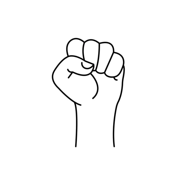 Knytnäve upp vektor linjär ikon. Hand protest symbol isolerad. Vektor EPS10 — Stock vektor