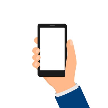 Beyaz arka planda izole edilmiş bir telefon vektörü. Akıllı telefon ekranı. EPS 10