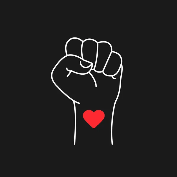 Mão de protesto com símbolo de coração. Vidas negras são ícone de protesto. Vetor EPS10 — Vetor de Stock