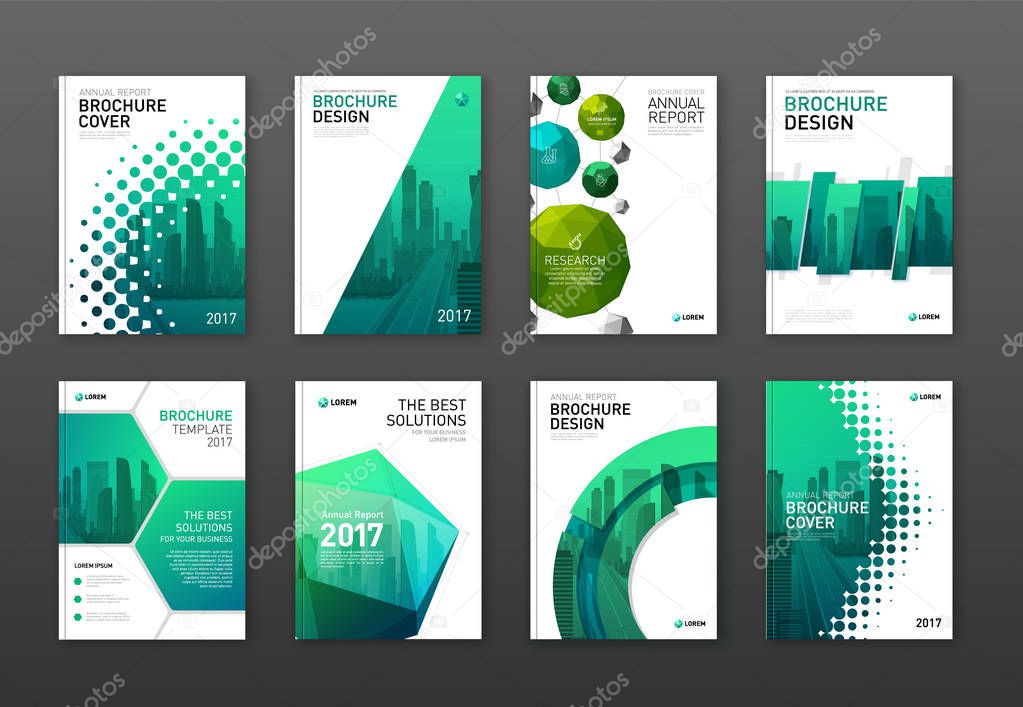 Corporate brochure cover design templates set.
