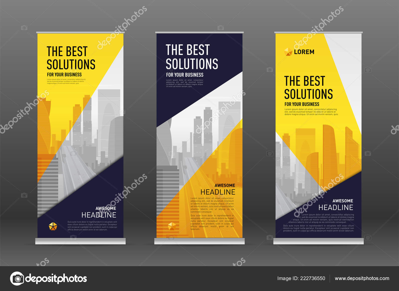 Construction Roll Up Banner Design Templates Set Stock Vector C Sundali