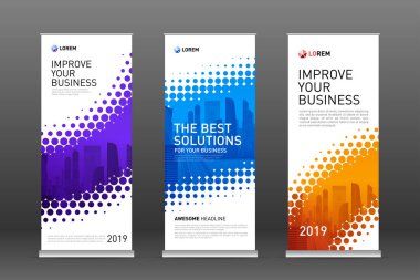 Afiş tasarım şablonları kümesi olarak endüstriyel topla