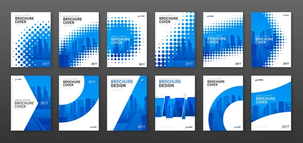 Opuscolo immobiliare copertina layout set di design — Vettoriale Stock